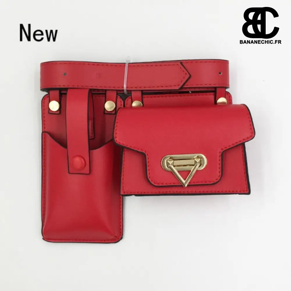 Sac banane femme ceinture compartiments - Rouge - Banane -