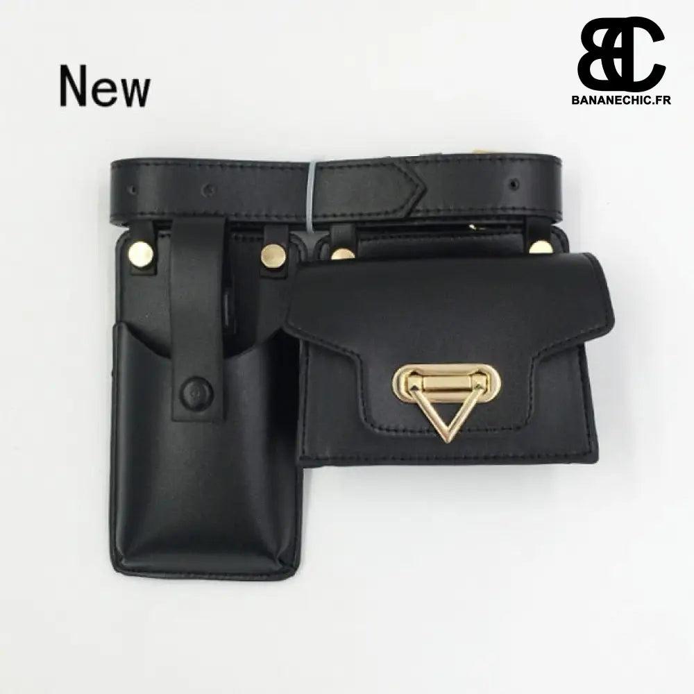 Sac banane femme ceinture compartiments - Noir - Banane -