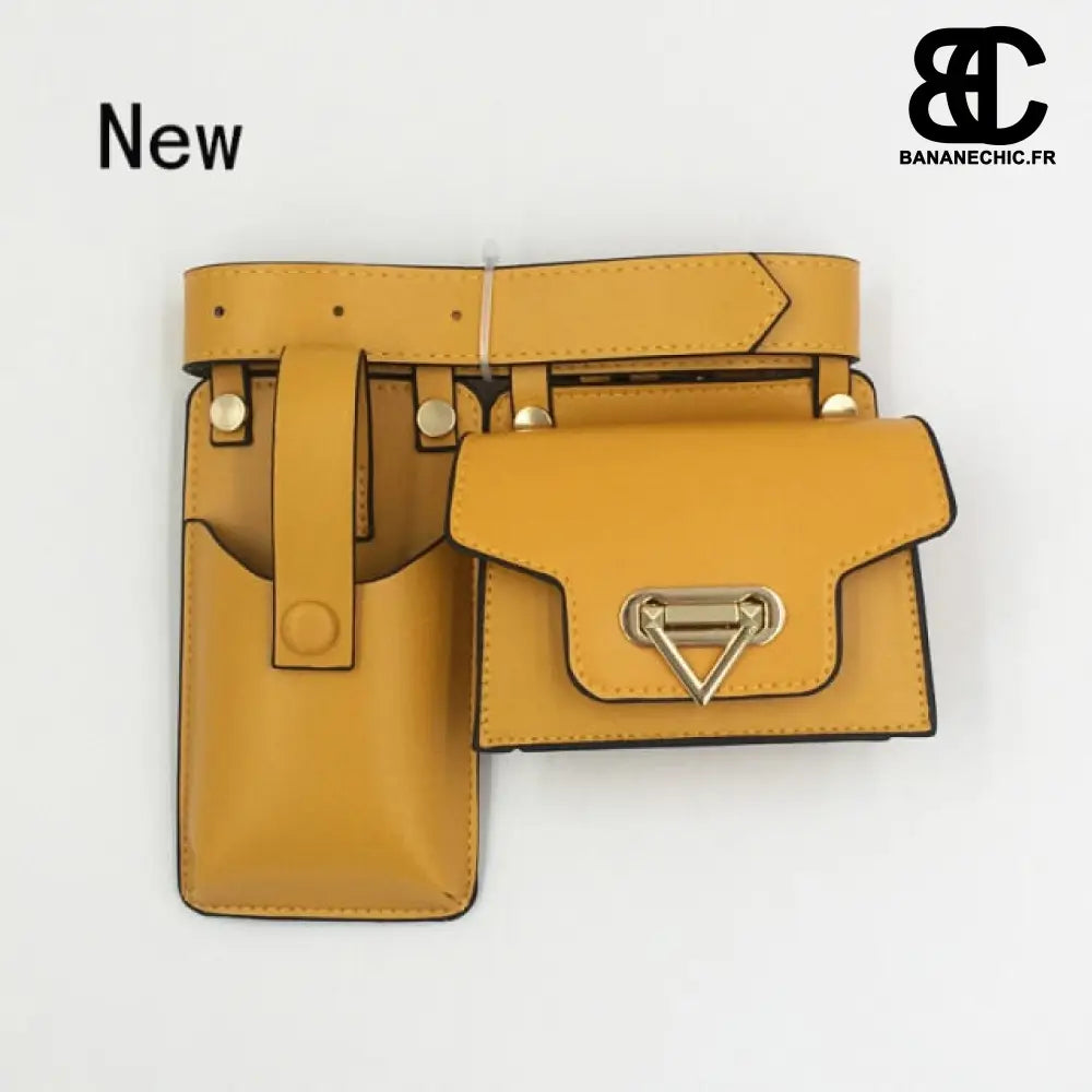 Sac banane femme ceinture compartiments - Jaune - Banane -