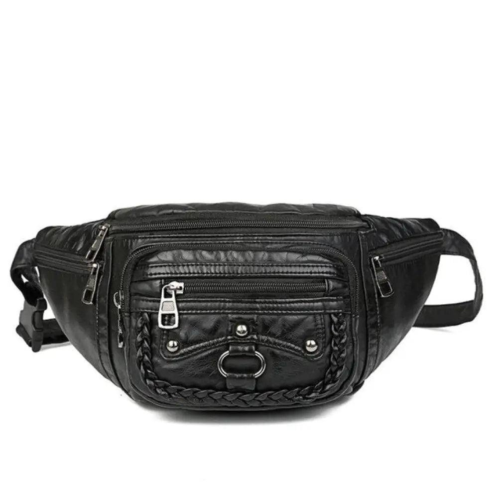 Sac banane femme cuir noir trendy - Noir - banane - Banane