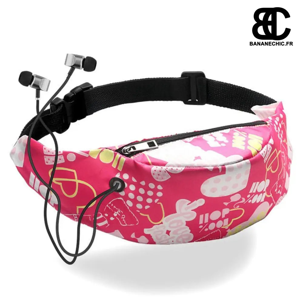 Sac banane femme écouteurs intégrés - Rouge - Banane -