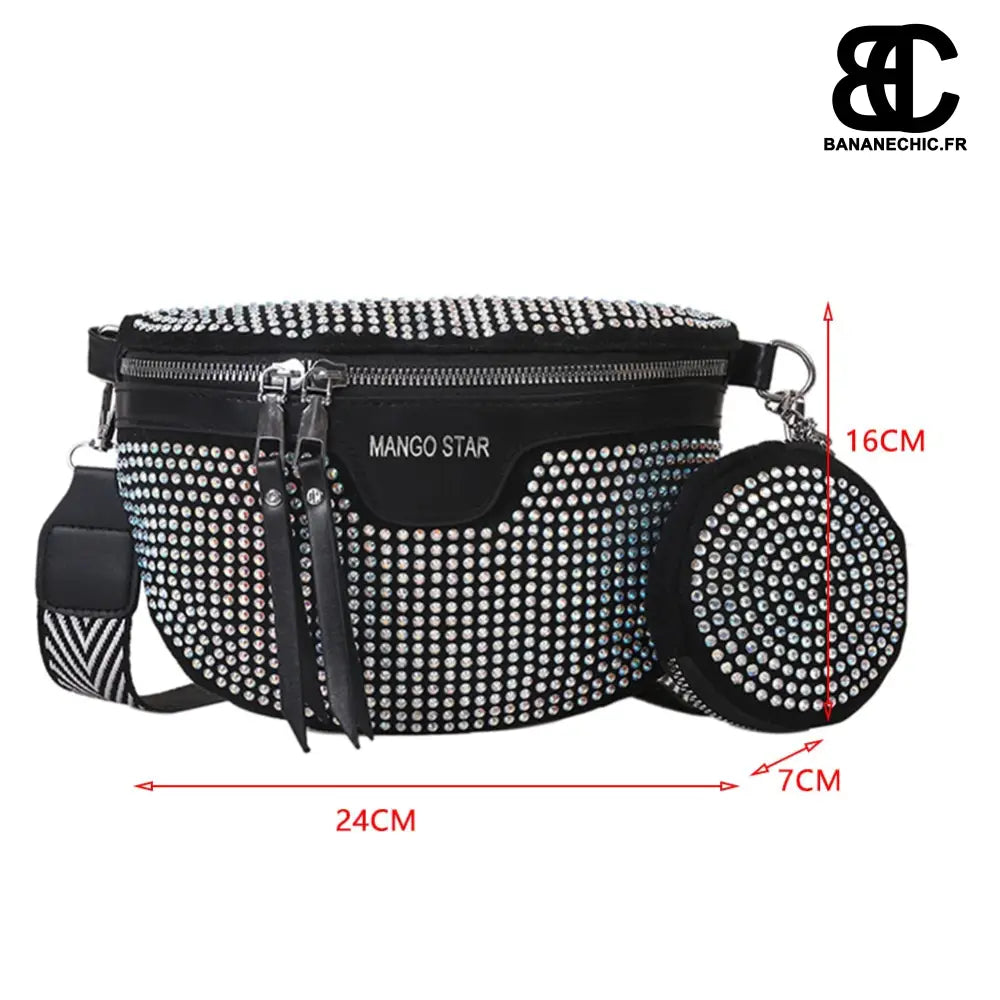 Sac Banane Femme Mango Star Cloutée paillettes - Gris - Sac