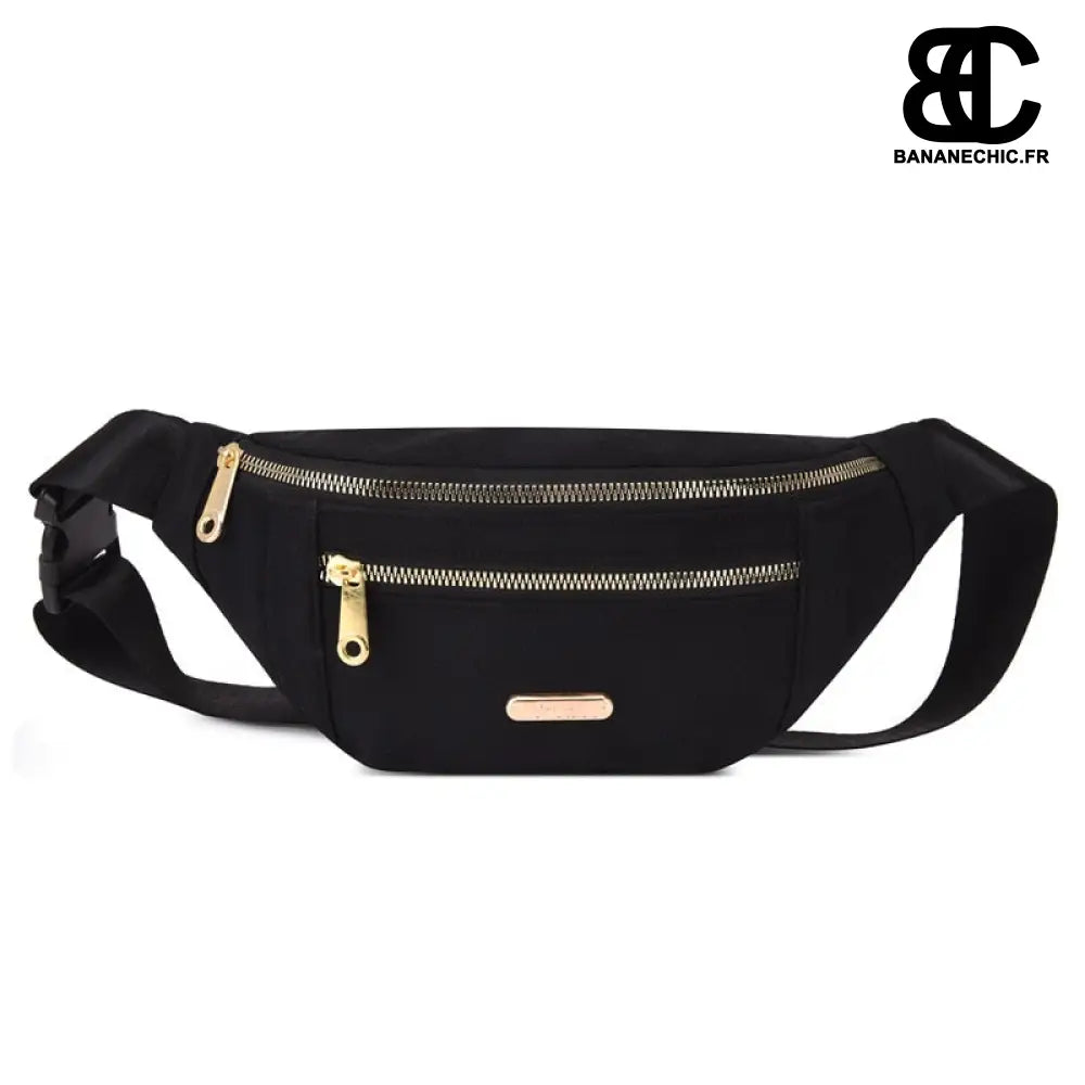 Sac banane femme Oxford 3 poches - Noir - Banane - Banane