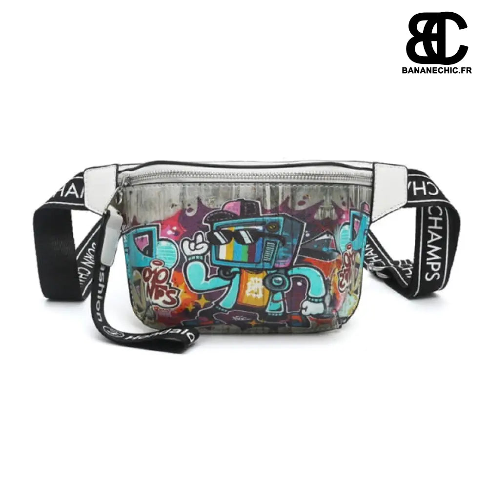 Sac banane femme street art étanche - Blanc - Banane -