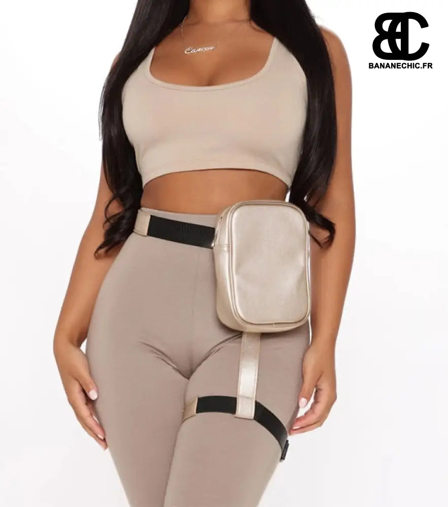 Sac banane femme tendance jambe - Doré - Banane - Banane