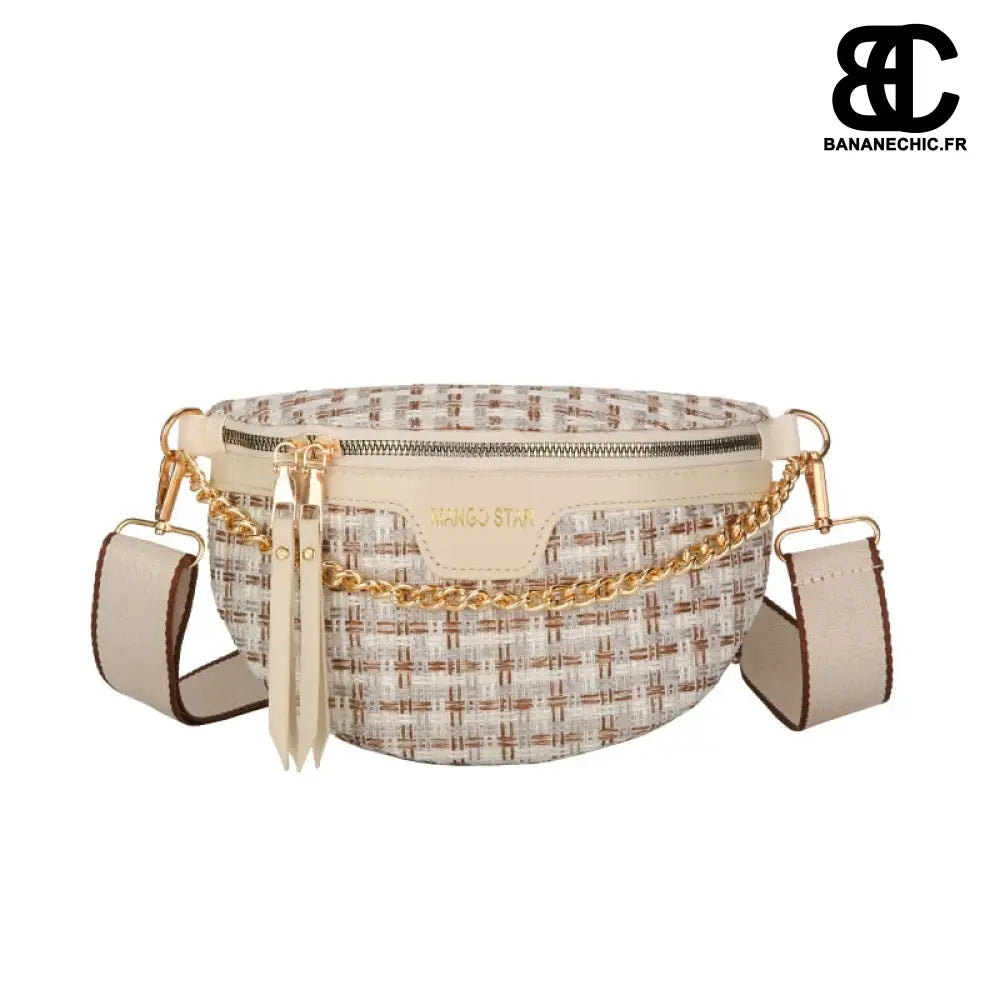 Sac banane femme vert cuir paillettes - Blanc - banane -