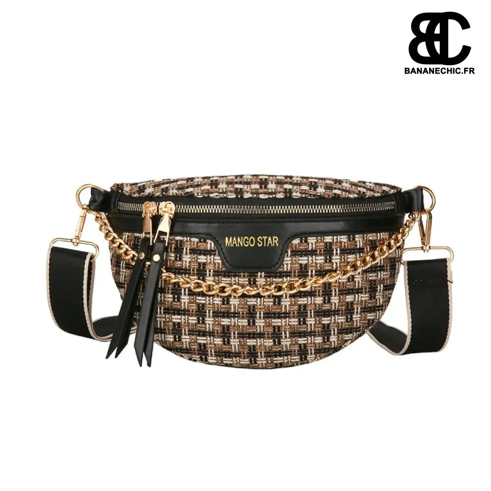 Sac banane femme vert cuir paillettes - Noir - banane -