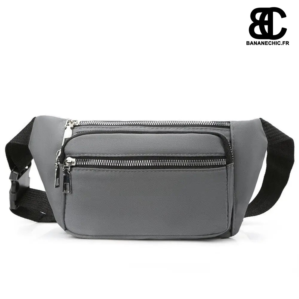 Sac banane femme zippé 3 poches - Gris - banane - Banane