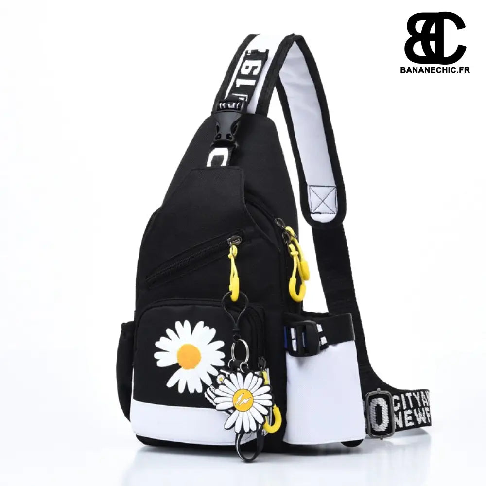 Sac banane fleur bandoulière - Blanc - Banane - Banane Chic