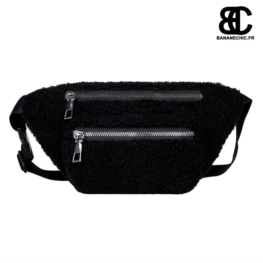 Sac Banane Fourrure Femme - Noir - Sac Banane - Banane Chic