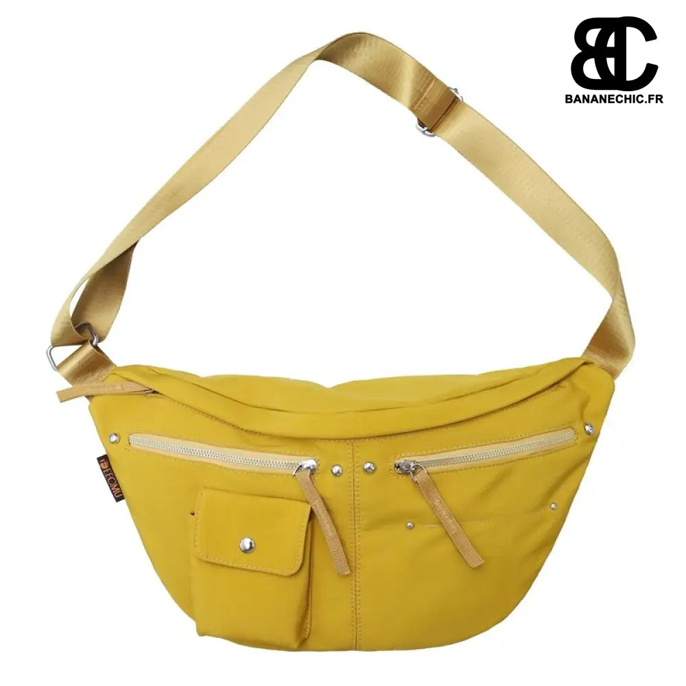 Sac banane géant bandoulière femme,noir - Jaune - Banane -