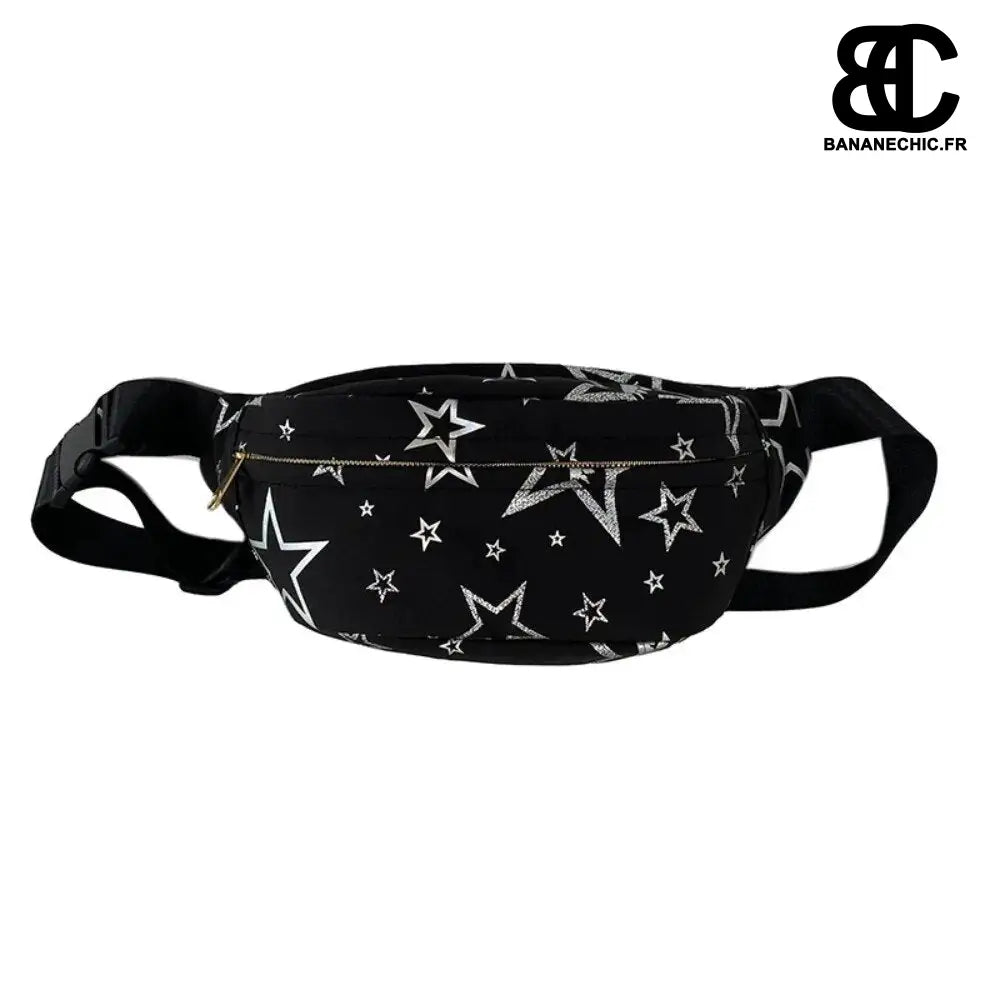 Sac banane gris étoilé en toile - Noir - banane - Banane