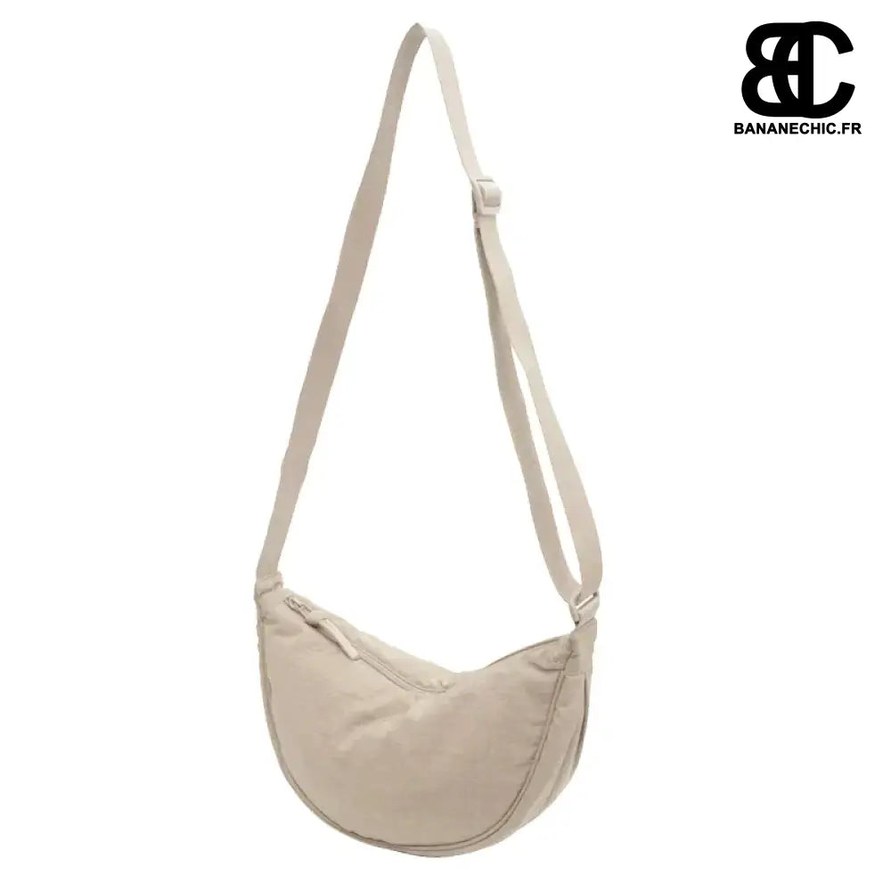 Sac banane gris souple bandoulière - Beige - banane - Banane