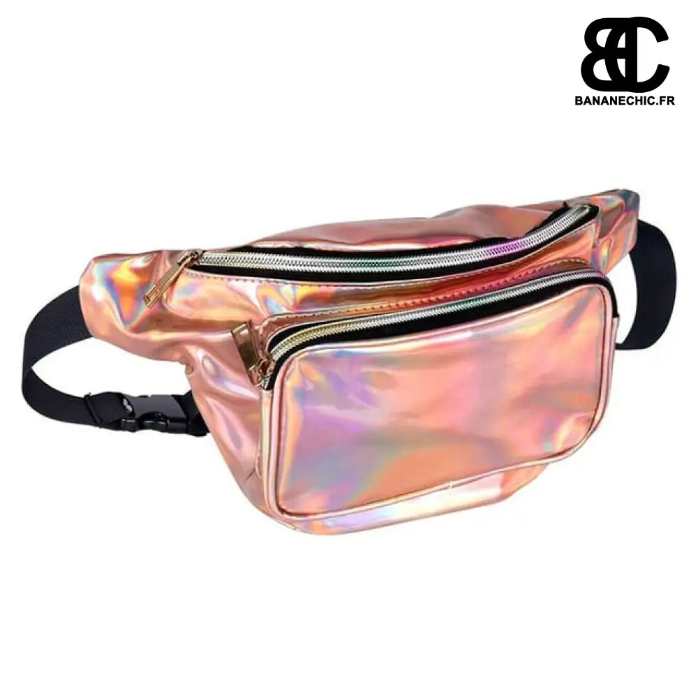 Sac banane holographique tendance streetwear - Rose - Banane