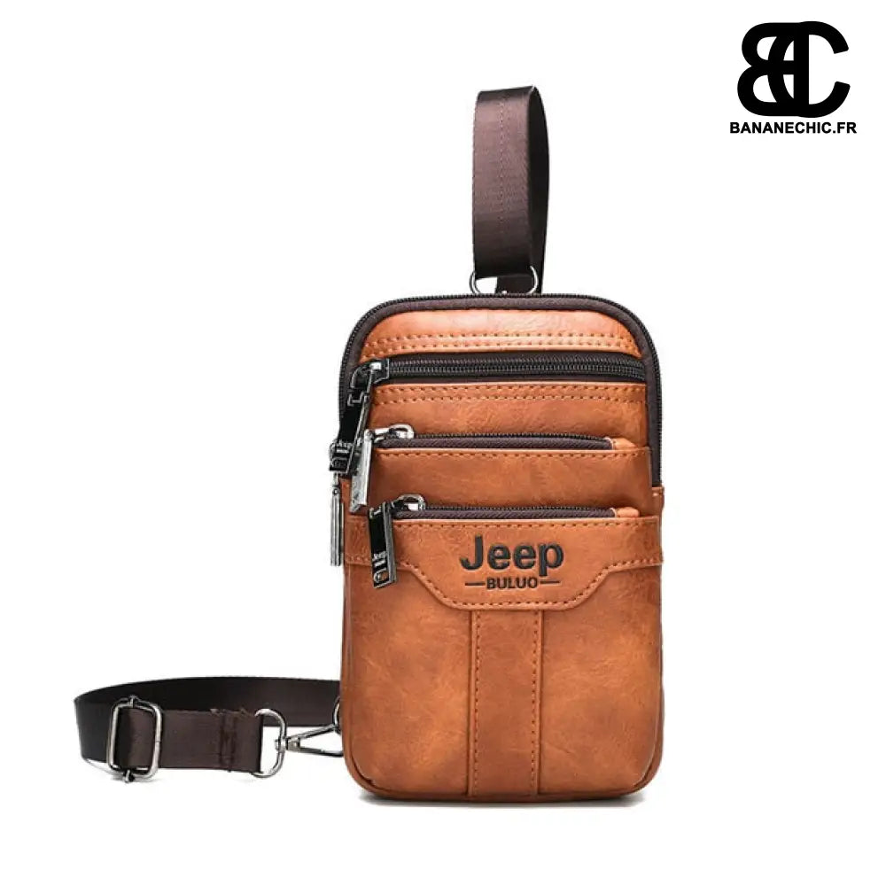 Sac banane homme bandoulière ajustable - Marron - Banane -