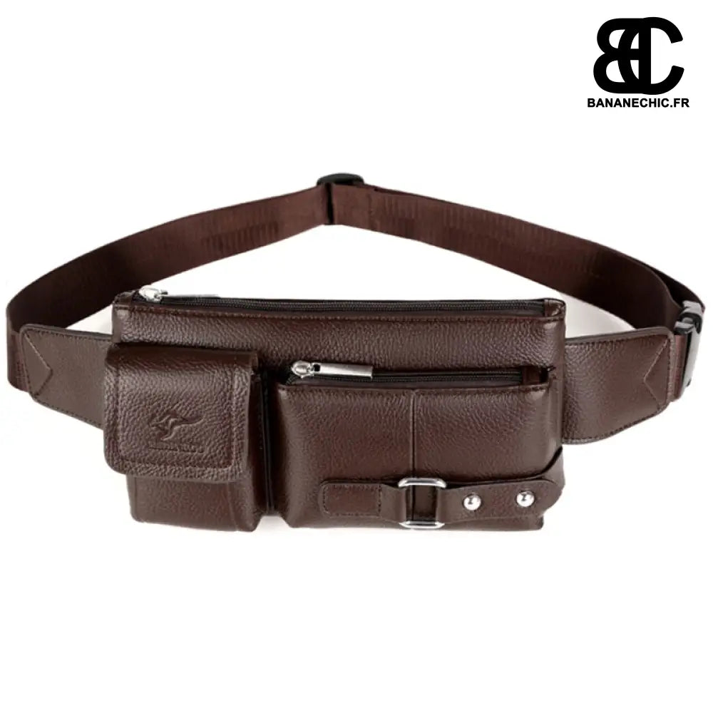 Sac banane homme cuir luxe - Marron - Banane - Banane Chic ™