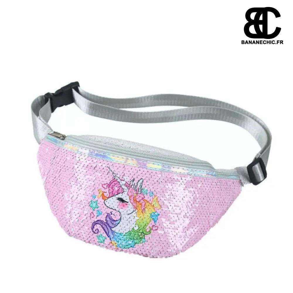 Sac banane licorne paillettes enfant - Rose - Banane -