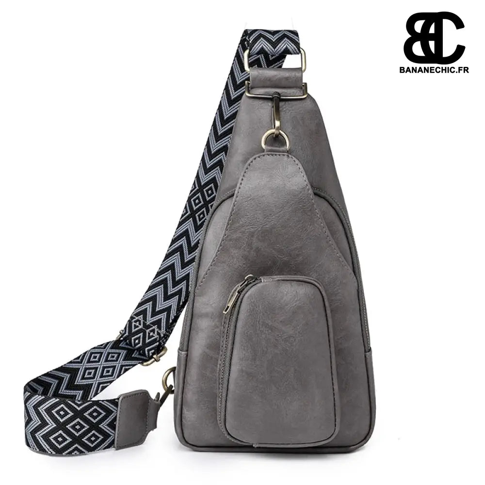 Sac banane marron bandoulière trendy - Gris - Banane -