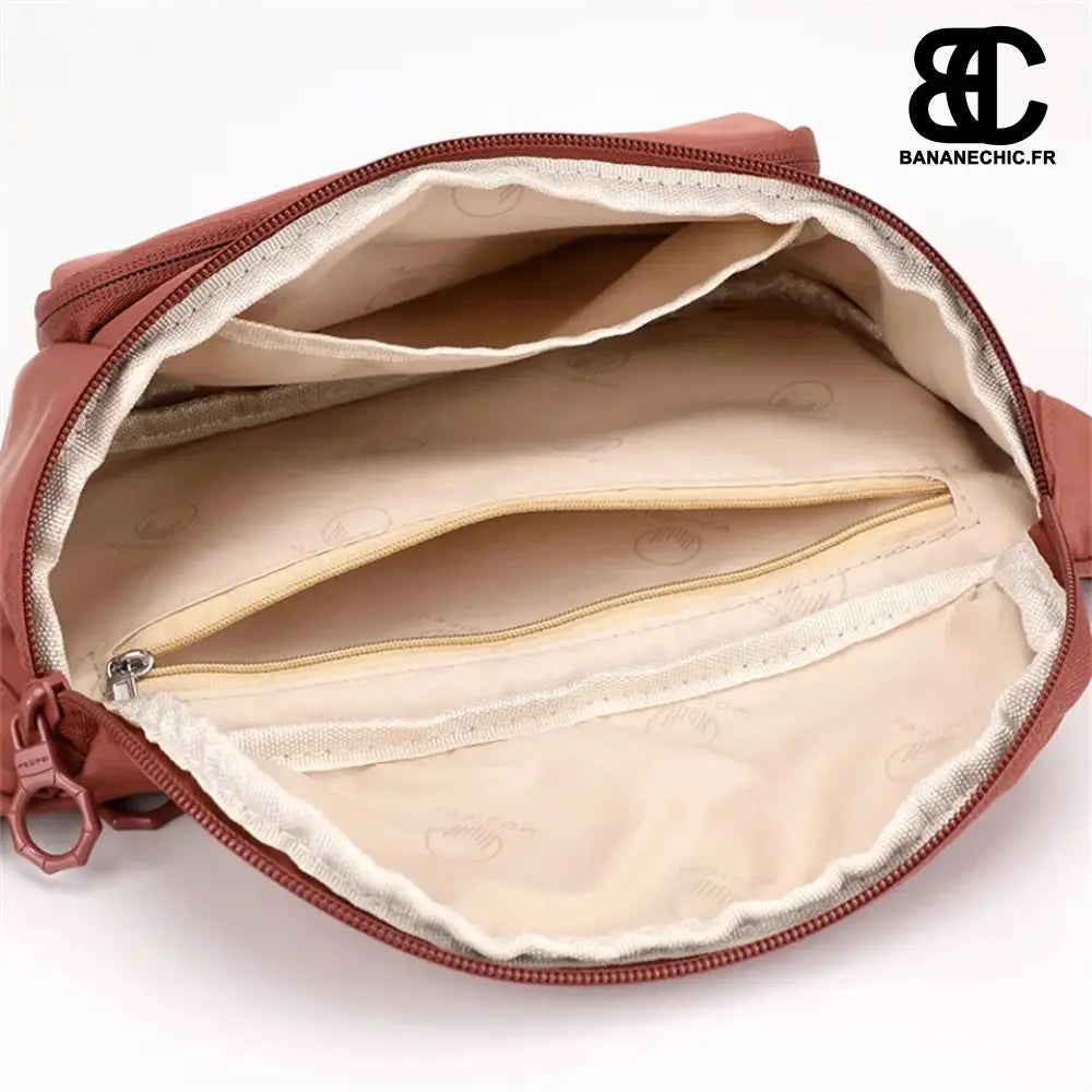 Sac banane marron géométrique cuir - banane - Banane Chic ™