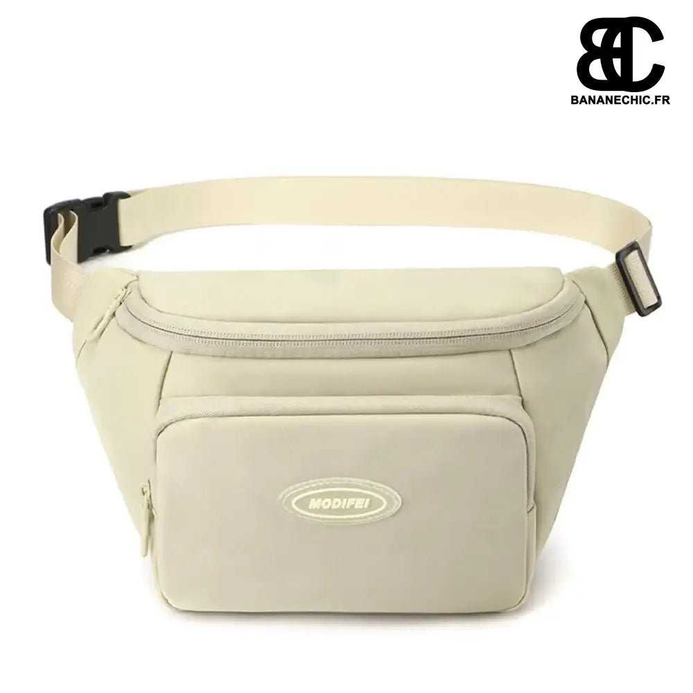 Sac banane marron géométrique cuir - Beige - banane - Banane