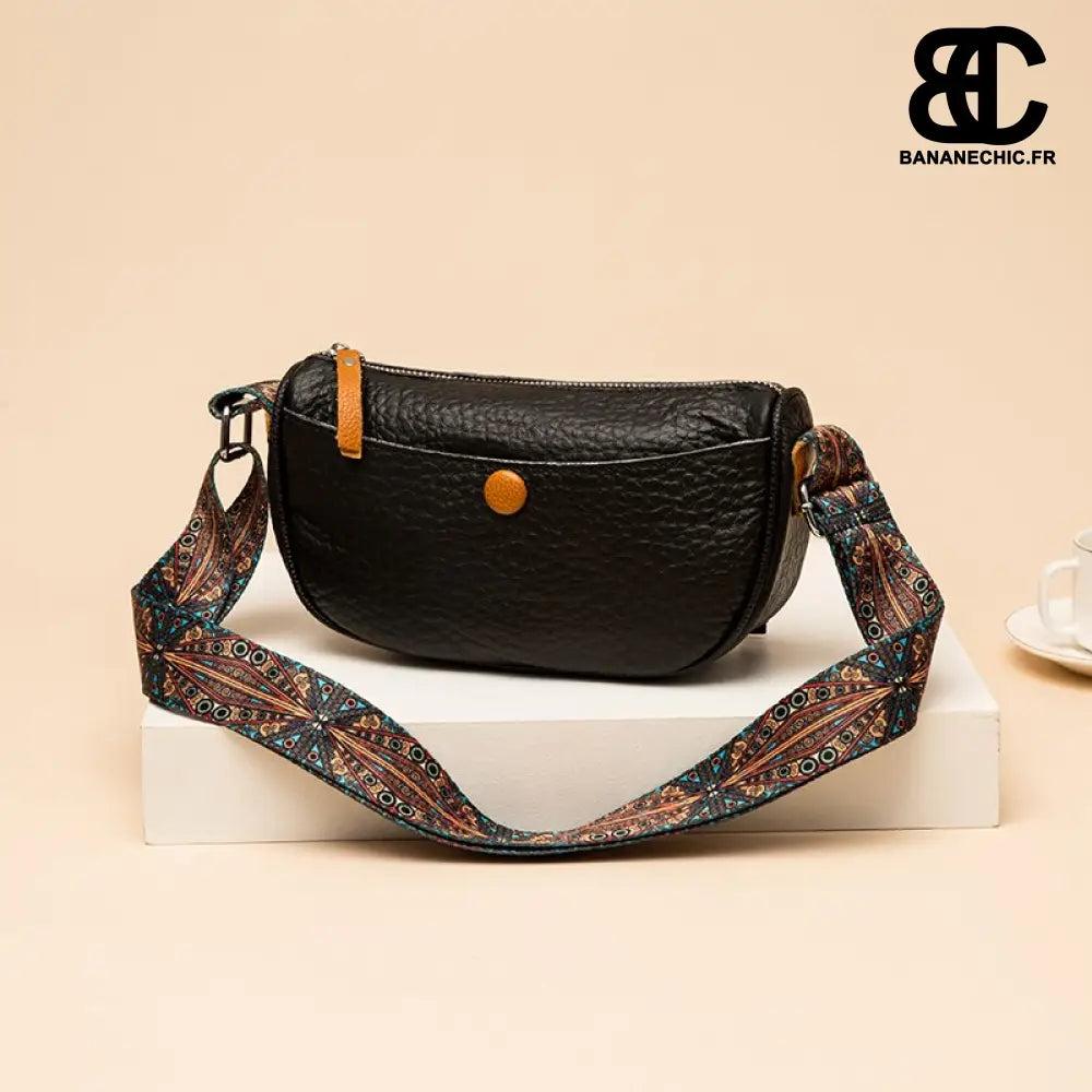 Sac banane matelassé bandoulière couleur - Noir - banane -