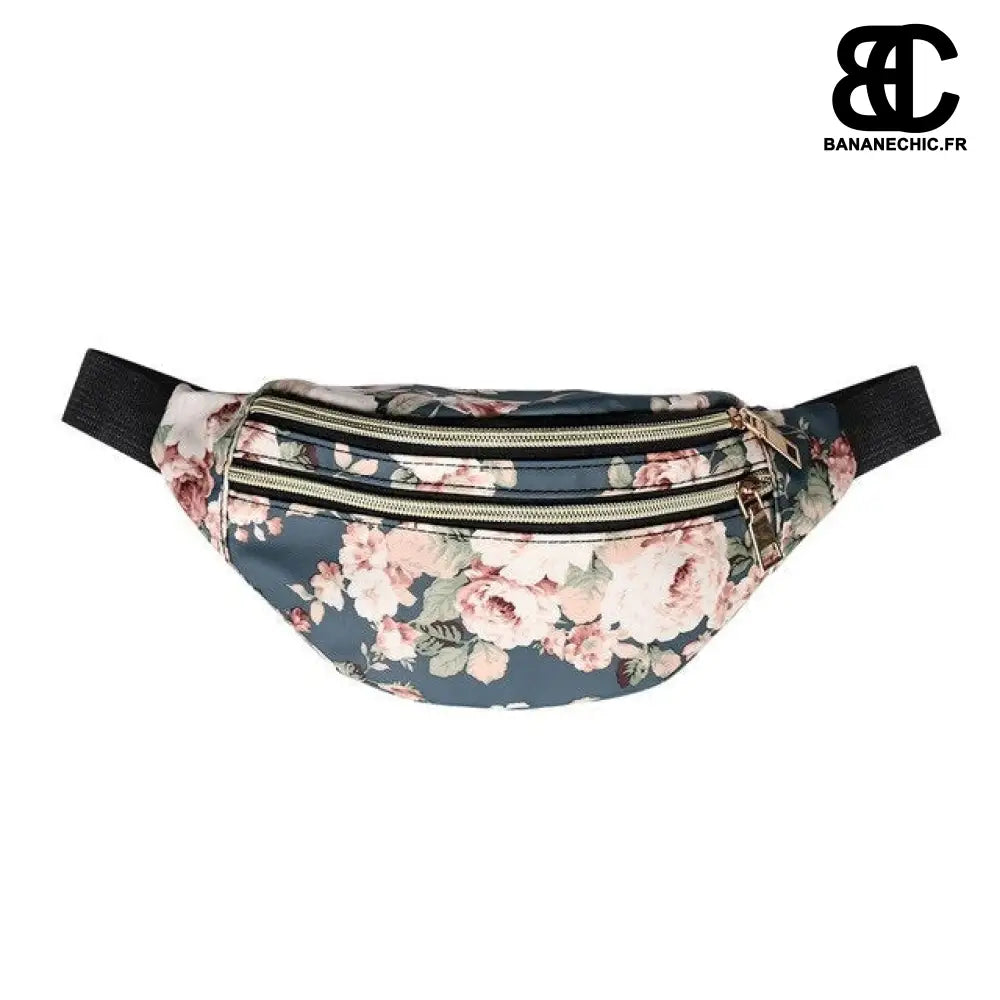 Sac banane motif fleuri - Rose bleue - Banane - Banane Chic