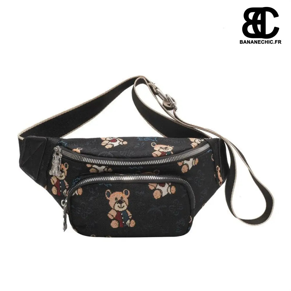 Sac banane ourson beige en peluche - Noir - banane - Banane