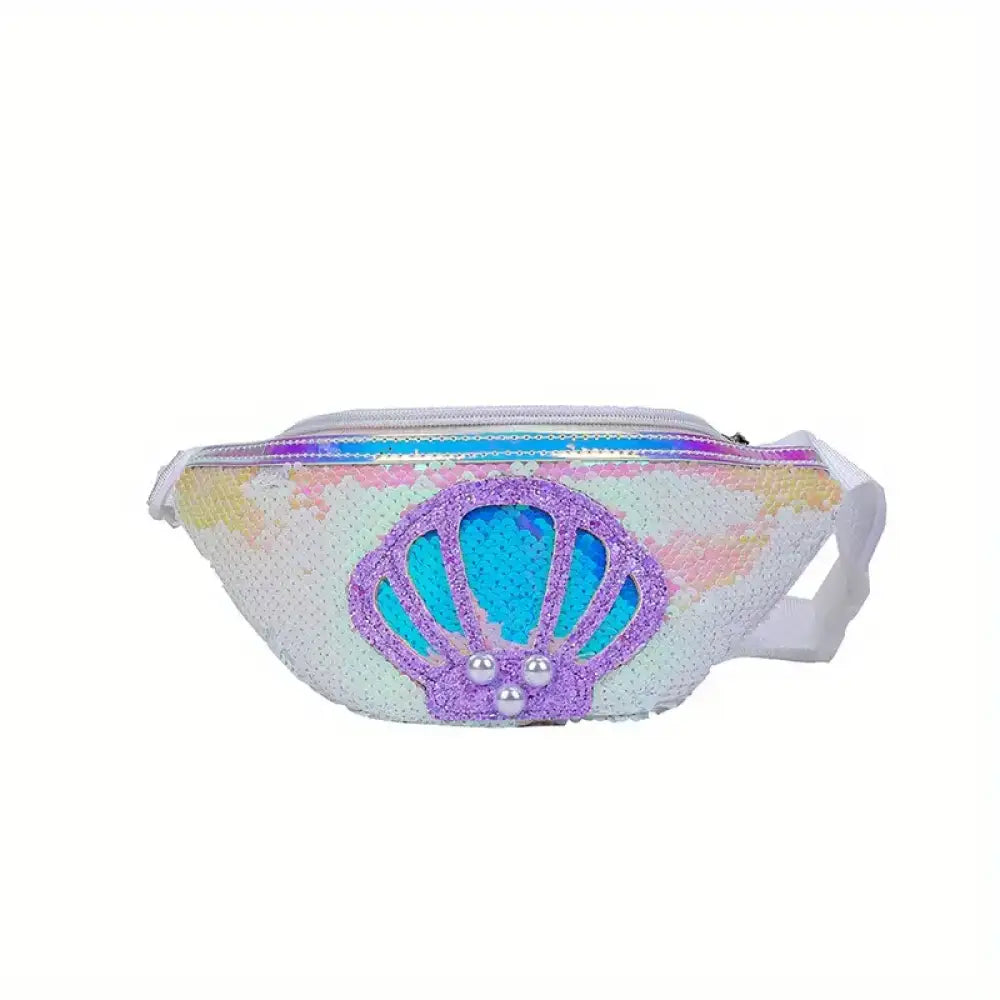 Sac banane paillette coquillage blanc - Blanc - banane -