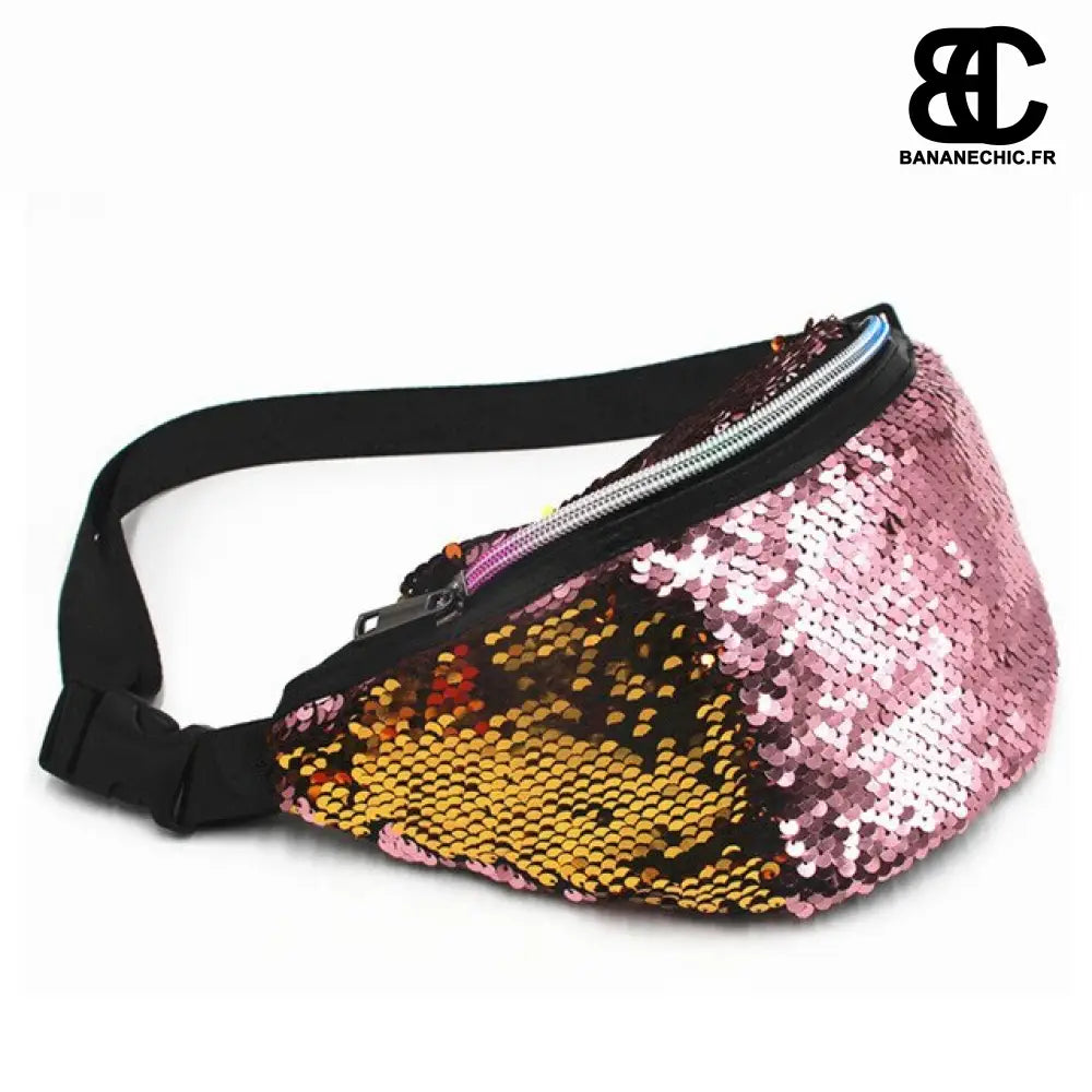 Sac banane paillettes fuchsia fille - Rose - Banane - Banane
