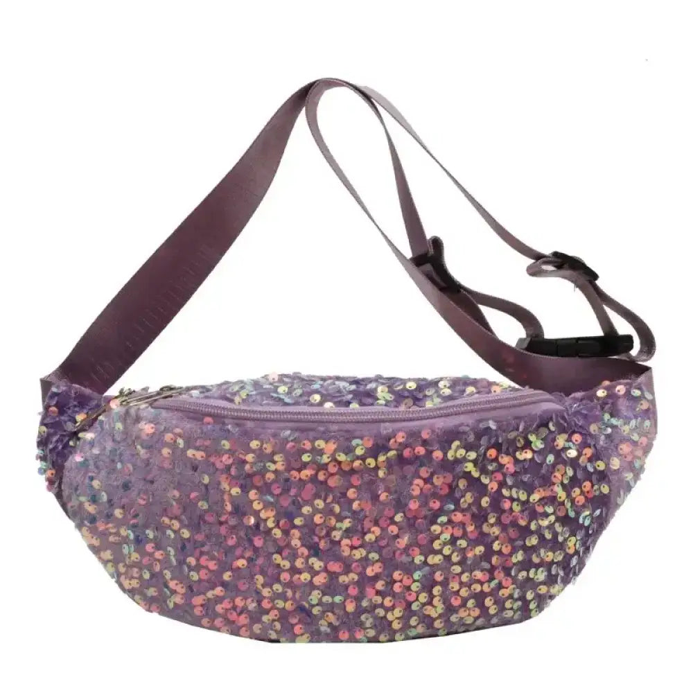 Sac Banane Paillettes Mode Glamour - Violet - Sac Banane -
