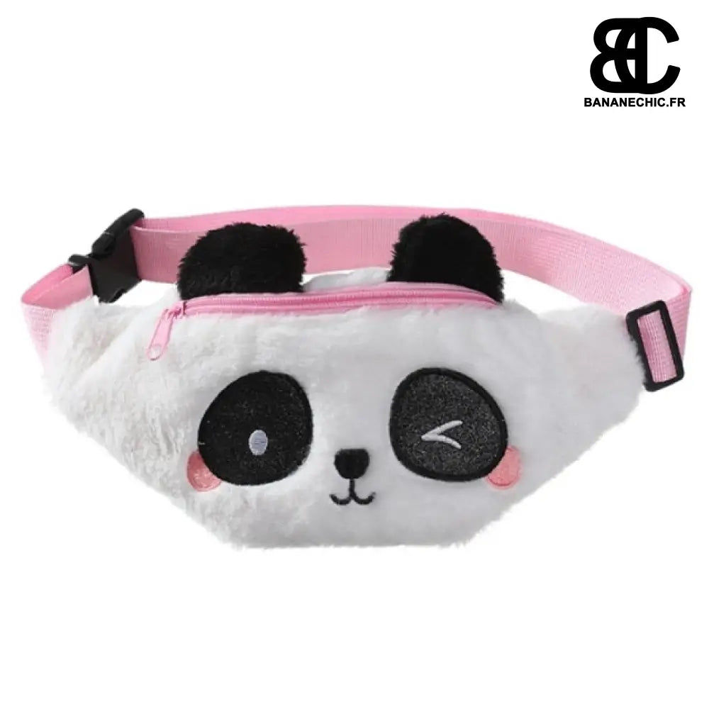 Sac banane panda en fourrure fantaisie - Blanc - Banane -