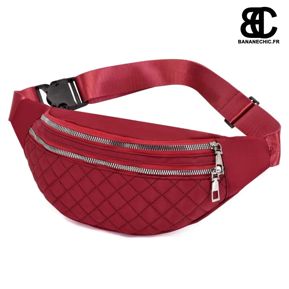 Sac banane quadrillé confortable - Bordeau - Banane - Banane