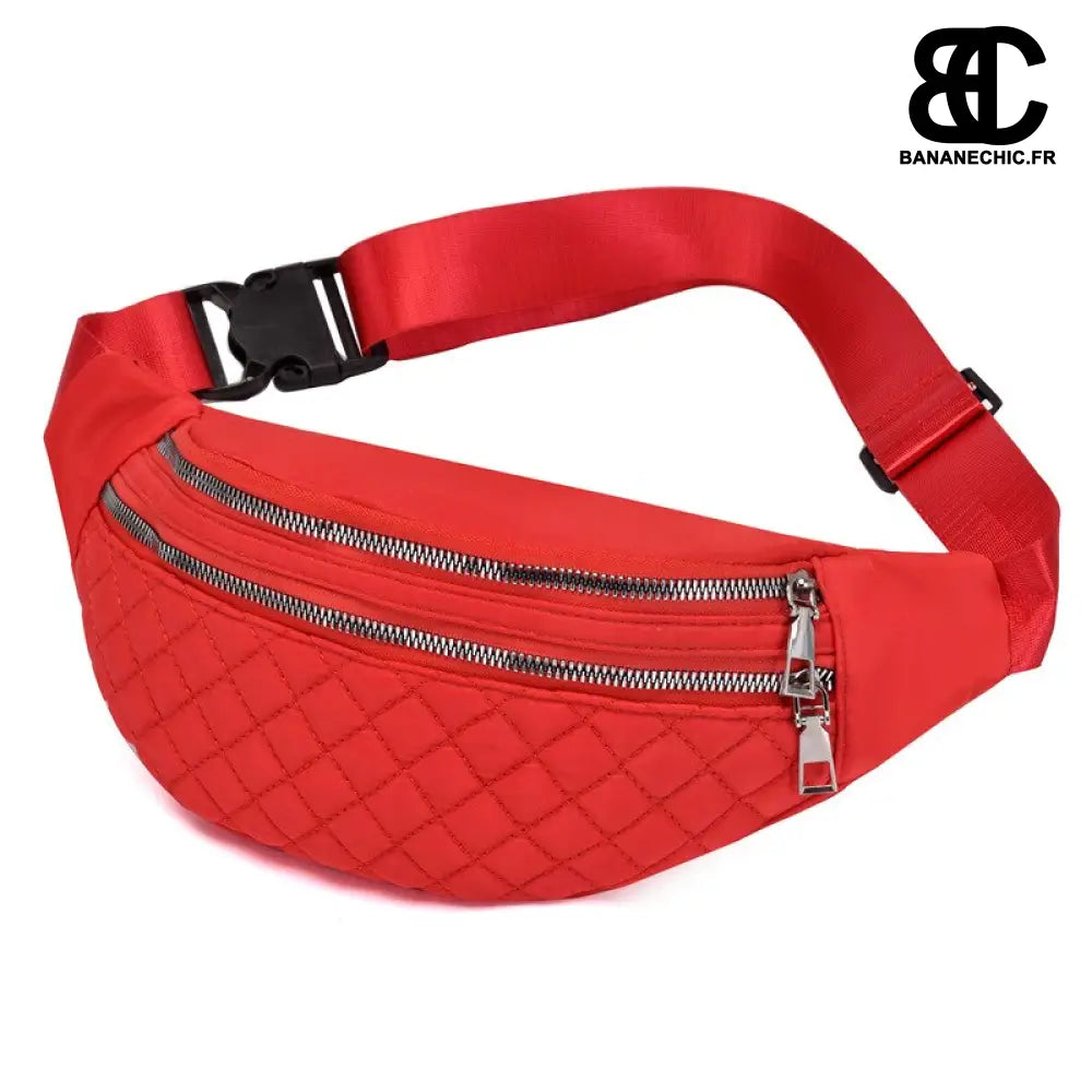 Sac banane quadrillé confortable - Red - Banane - Banane