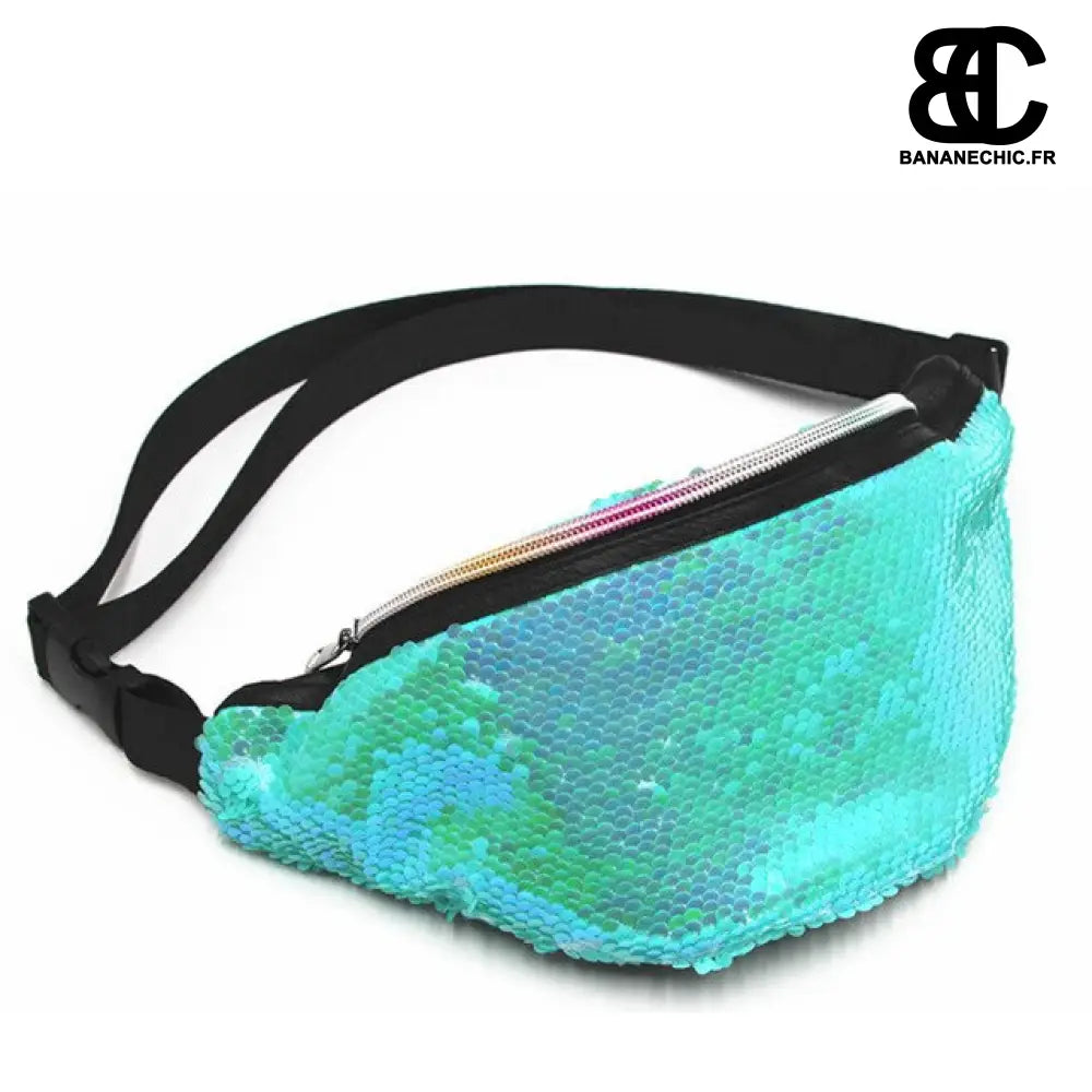 Sac banane rose paillette fille - Turquoise - Banane -