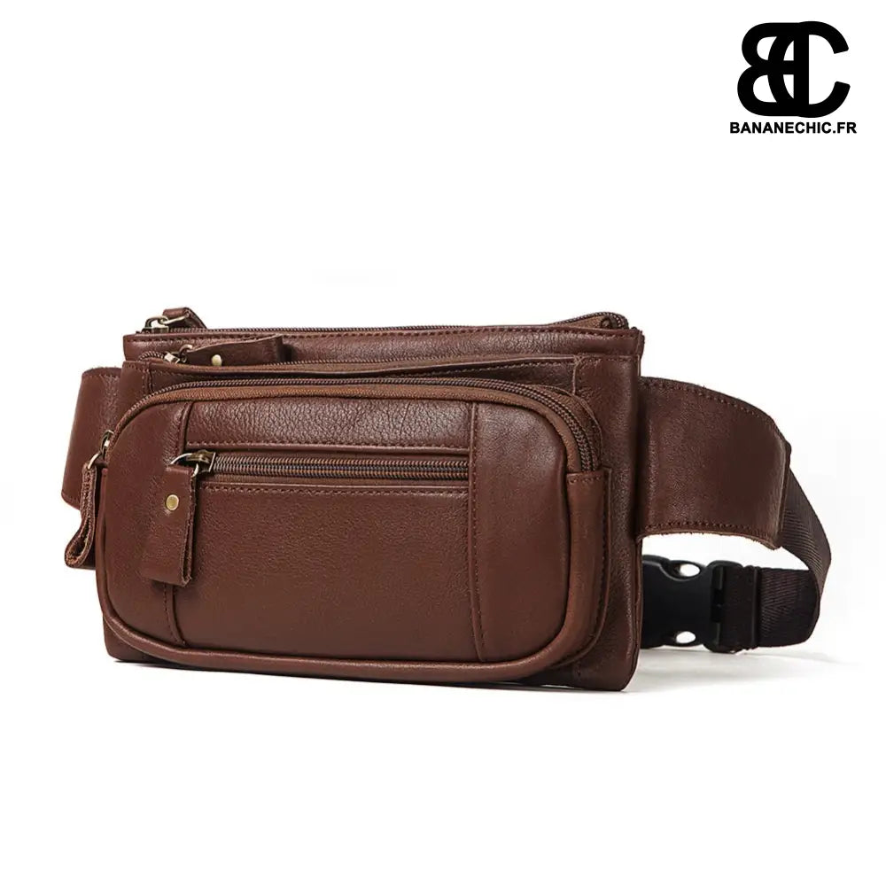Sac Banane Sacoche Homme - Marron - Sac Banane - Banane Chic