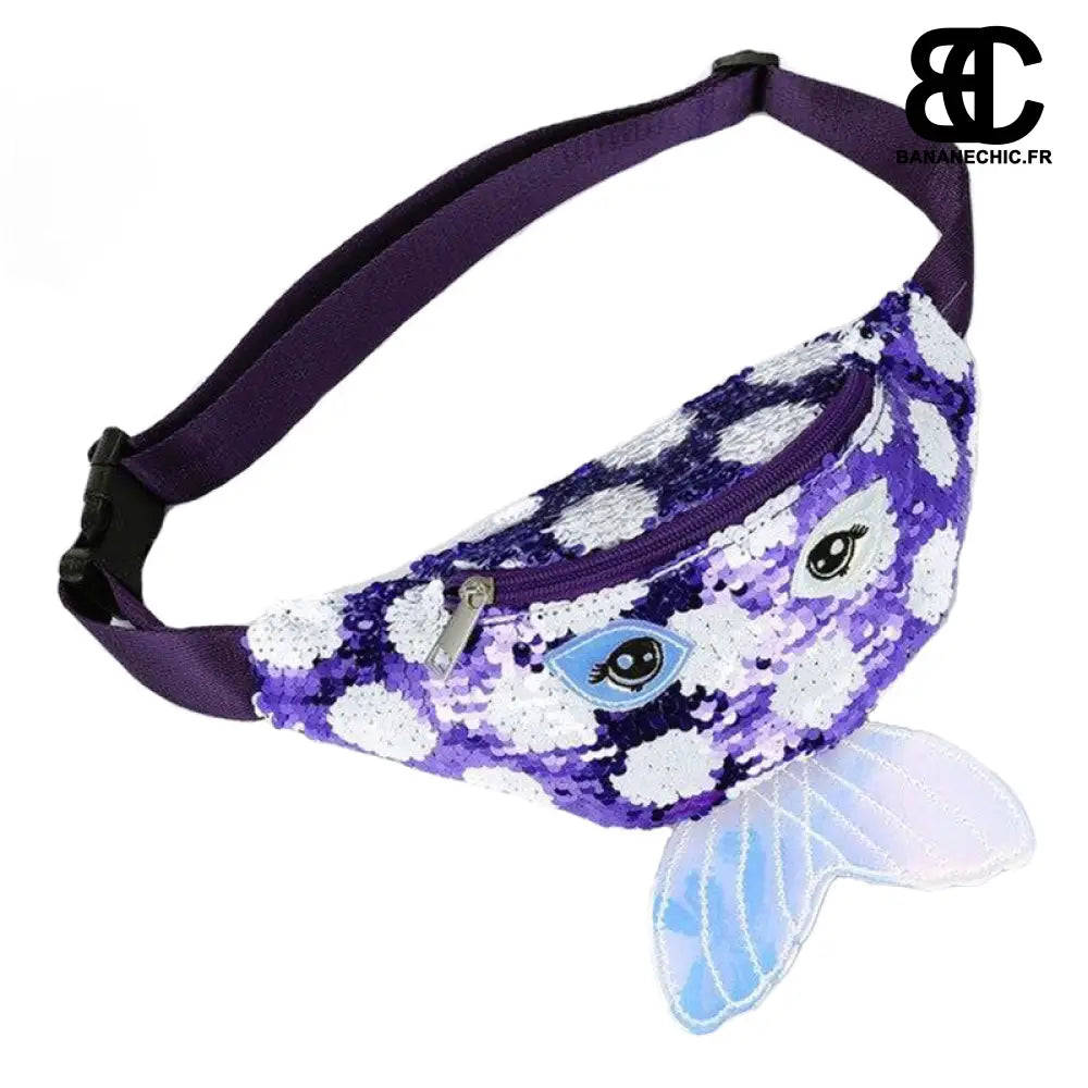 Sac banane sirène bleu paillette enfant - Violet - Banane -