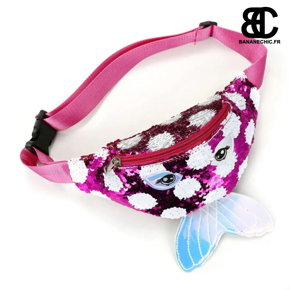 Sac banane sirène bleu paillette enfant - Rose - Banane -