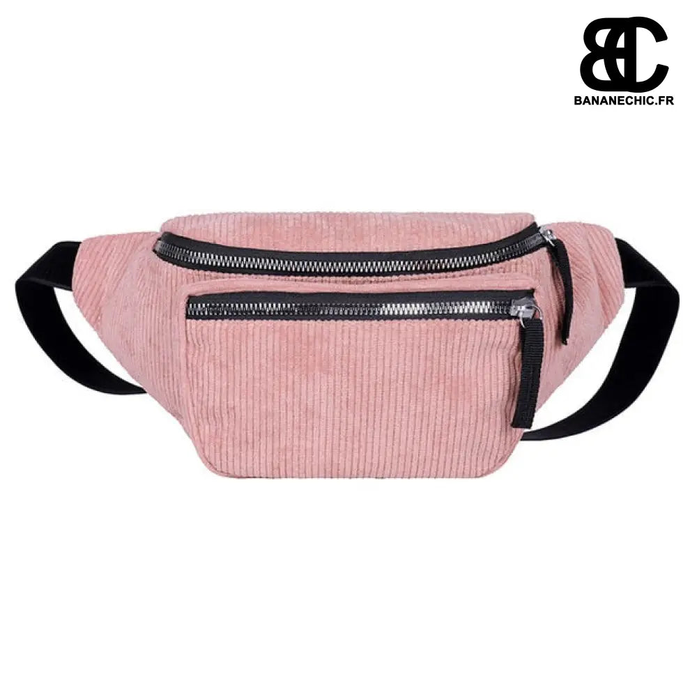 Sac Banane Velours Noir - Rose - Sac Banane - Banane Chic ™