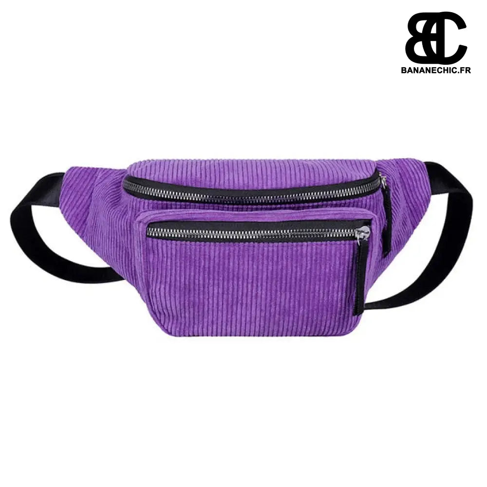 Sac Banane Velours Noir - Violet - Sac Banane - Banane Chic