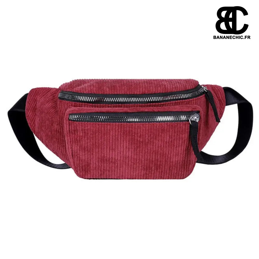 Sac Banane Velours Noir - Rouge - Sac Banane - Banane Chic ™