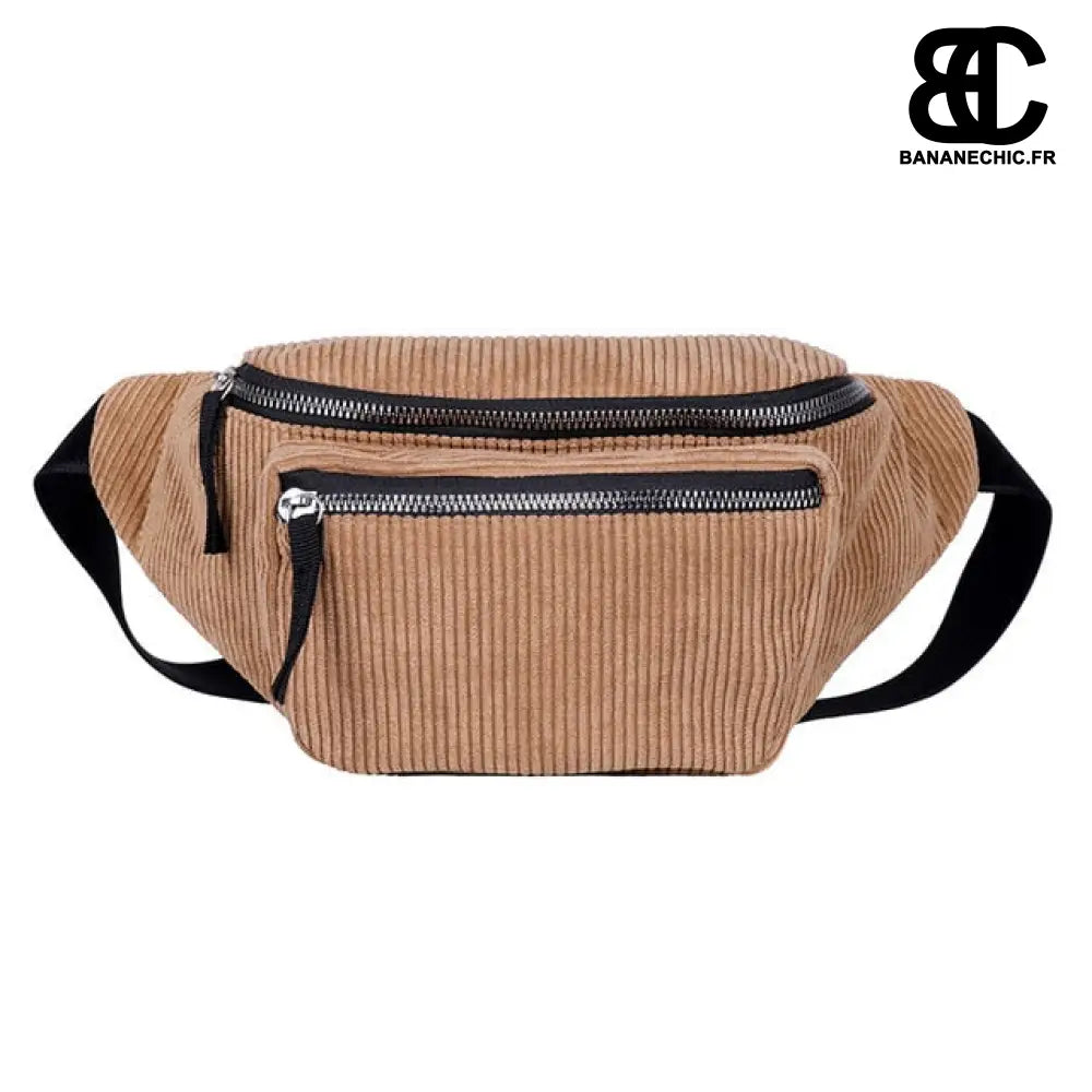 Sac Banane Velours Noir - Marron - Sac Banane - Banane Chic