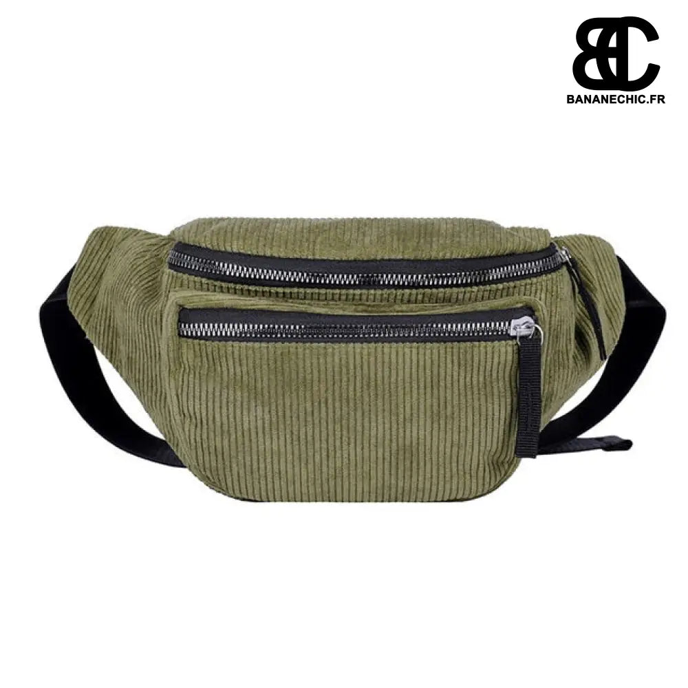 Sac Banane Velours Noir - Vert - Sac Banane - Banane Chic ™