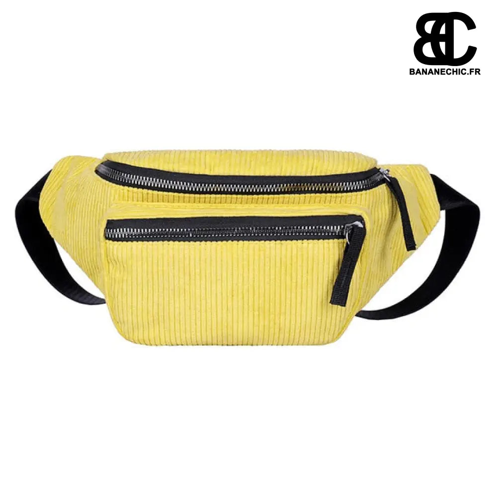 Sac Banane Velours Noir - Jaune - Sac Banane - Banane Chic ™