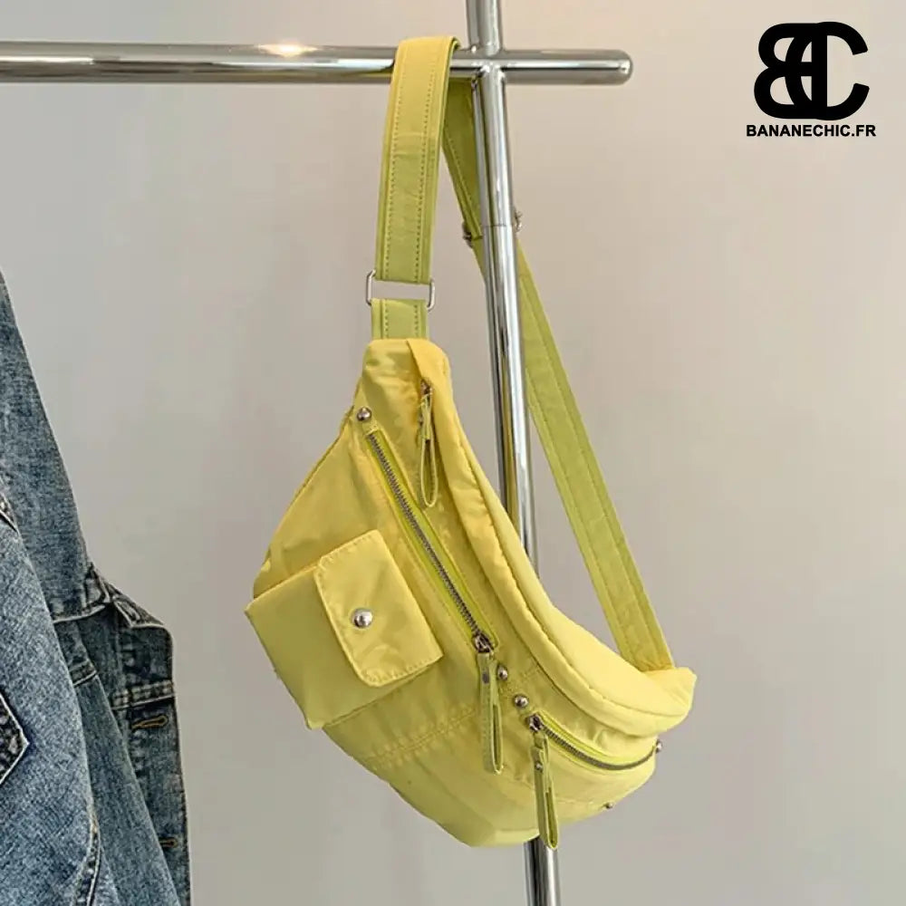 Sac banane vert oversize bandoulière - Yellow Waist bag -