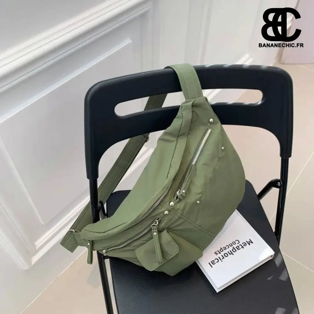 Sac banane vert oversize bandoulière - Army green Waist bag