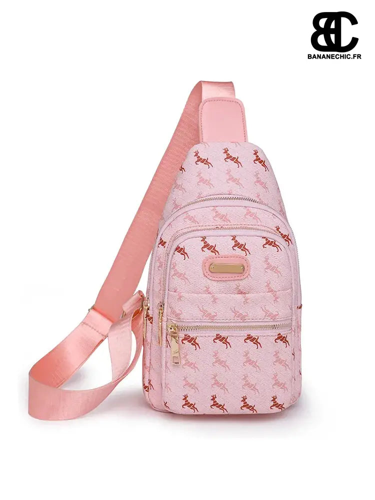 Sac bandoulière bleu fille en cuir - Rose - banane - Banane