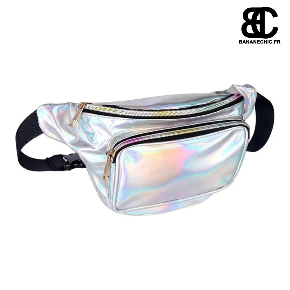 Sac bandoulière holographique brillant - Argent - Banane -