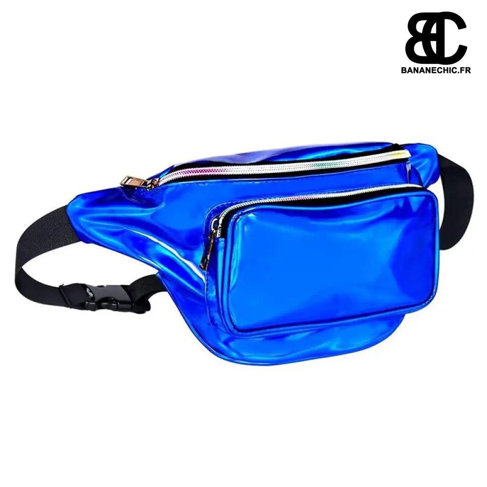 Sac bandoulière holographique brillant - Bleu - Banane -
