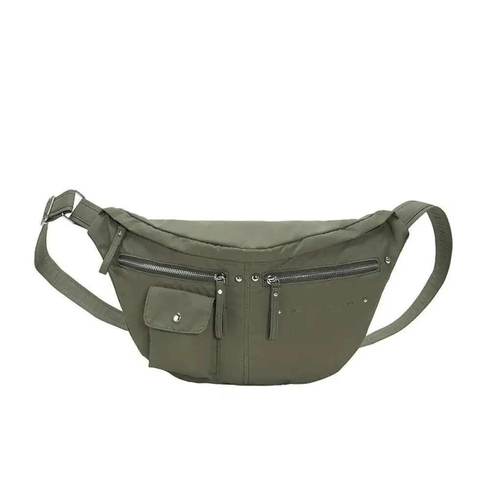 Sac bandoulière kaki oversize en toile - JGN - banane -