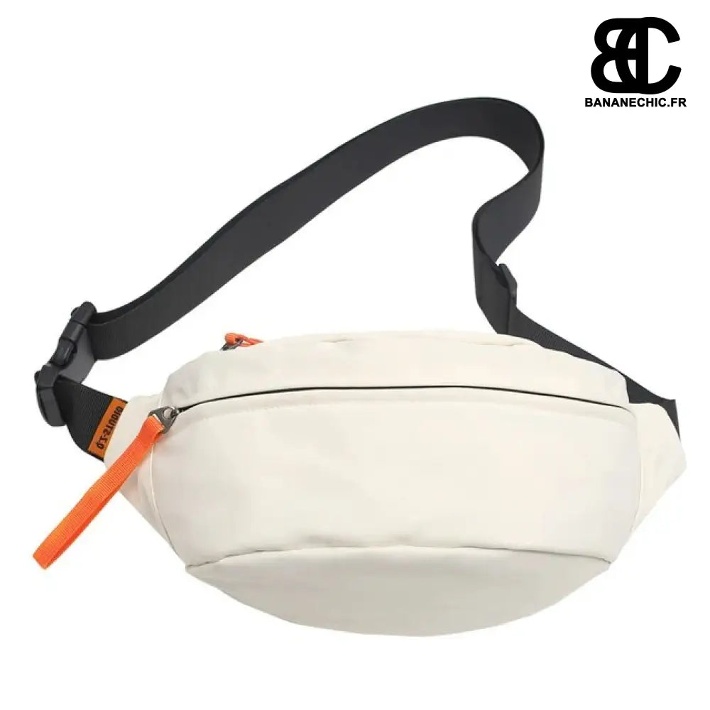 Sac bandoulière oversize noir cuir - White - banane - Banane